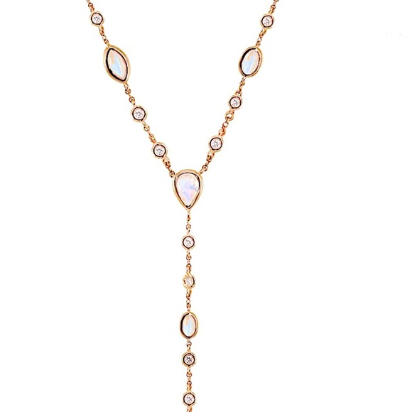 Gold Y Lariat Sun Moon Drop Crystal Multilayer Bohemian Pendant Necklace - Picture 2 of 2